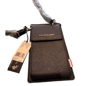U.S. Polo Assn. Black Crossbody Phone Bag Small Adjustable Strap NWT